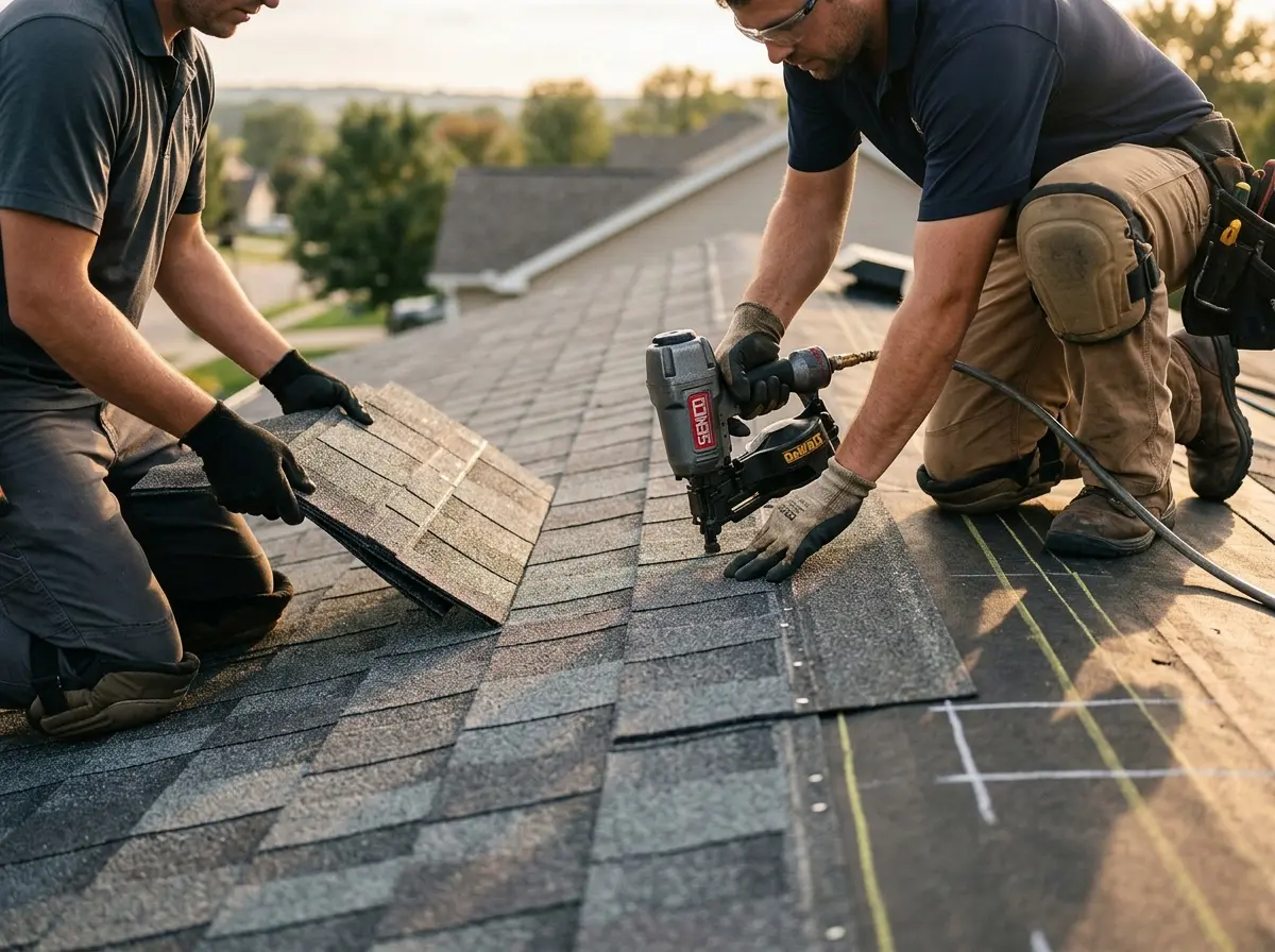 Professional roofer working on a residential roof in Napili-Honokowai